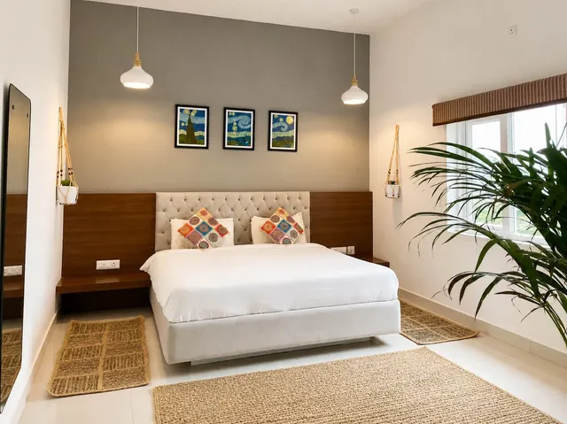 King bed room at The Pahaadhi Cafe & Stay
